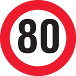 Maximumsnelheid 80 voor voertuig 1